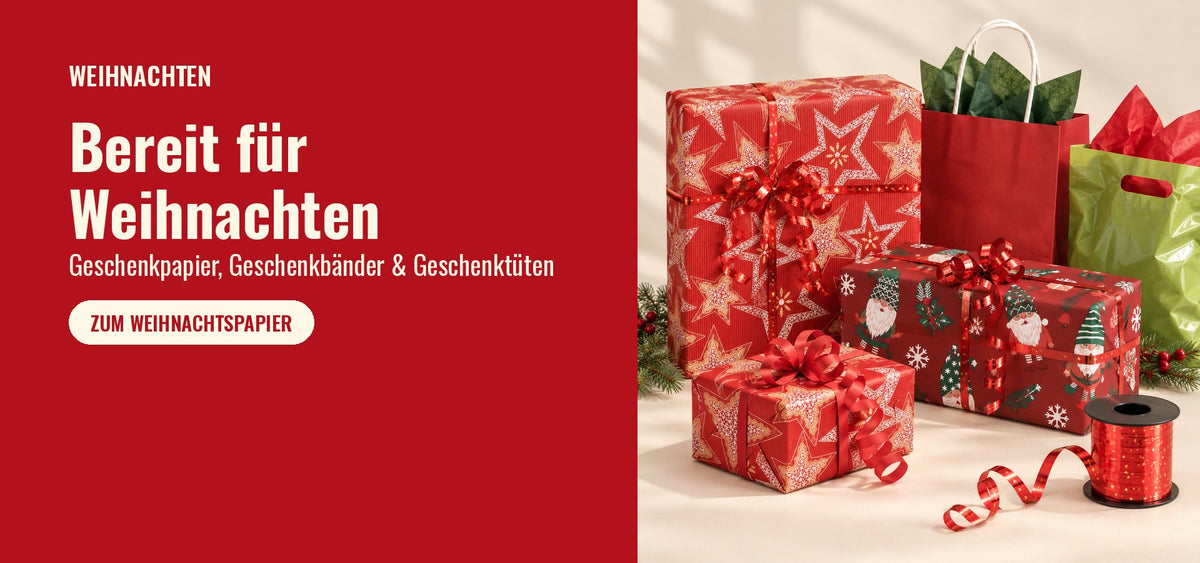 Weihnachten – Geschenkpapier, Geschenkbänder und Geschenktüten