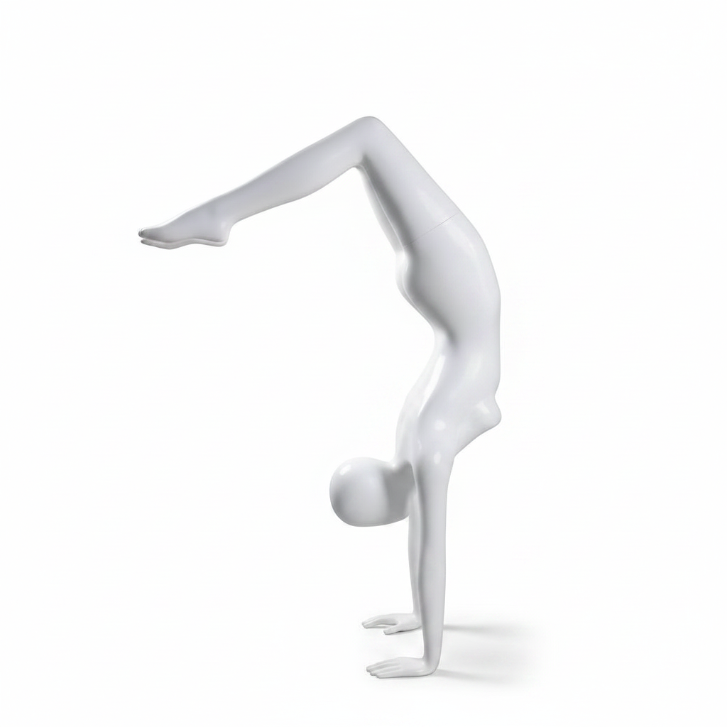 Yoga-Mannequin (weiblich), Fitness/Yoga – weiß. Auf Händen