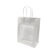 Papiertüte. H 27,5 cm. Mit Fenster. Geschenktüte - weiß. 20 Stk.
