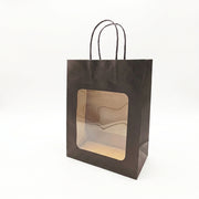 Sort papirpose med vindue, H27,5 cm