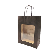 Papiertüte. H 27,5 cm. Mit Fenster. Geschenkbeutel - schwarz. 20 Stk.