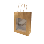 Papiertüte. H 27,5 cm. Mit Fenster. Geschenktüte - natur. 20 Stk.