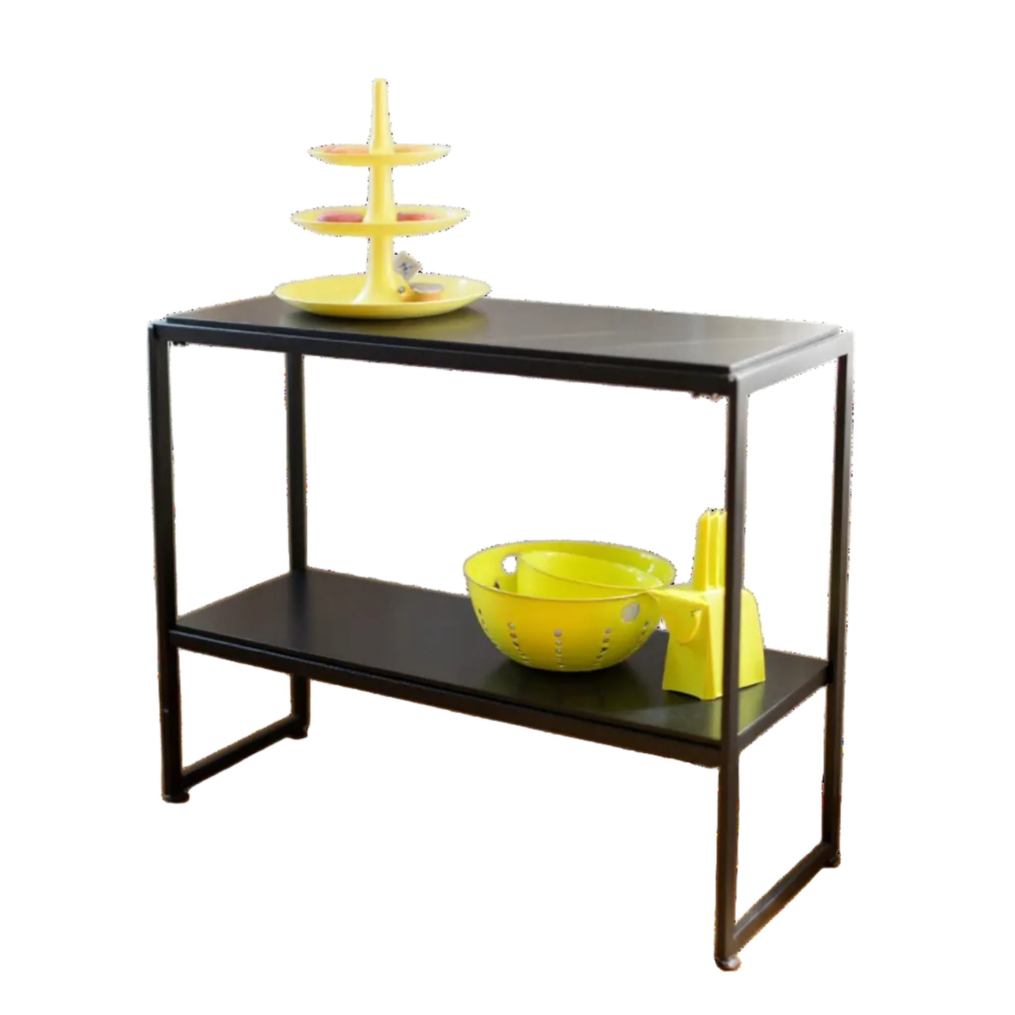 HAPPY! Auflagetisch mit schwarzem Melamin. B94 x T40 x H82 cm.