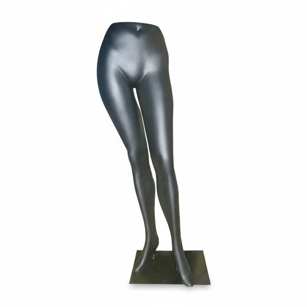 5400 weiblicher Torso, Beine – schwarz. Metallfußplatte. Unterteil einer Schaufensterpuppe. Hüfte und Fersen sind abnehmbar.