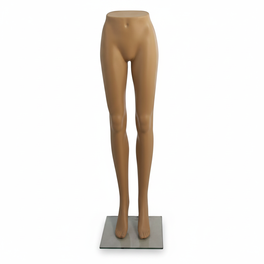 Schaufensterpuppenbeine. Frauen – Akt. Glassockel, Höhe 111 cm.