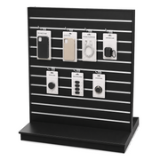 Gondel, beidseitig, schwarz, B124 x T61 x H132 cm. Lamellenwandabstand 10 cm. Inkl. Rollen