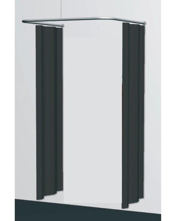 Umkleidekabine, U-Lösung (frei), inkl. schwarzem Vorhang, Gardinenstange in Aluminiumfarbe. 100 x 100 x 100 cm, freihängend