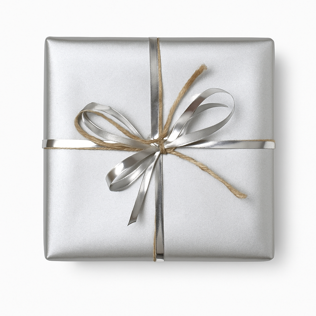 Geschenkpapier B 50 cm. Silber, Kraftpapier. 100 mtr.
