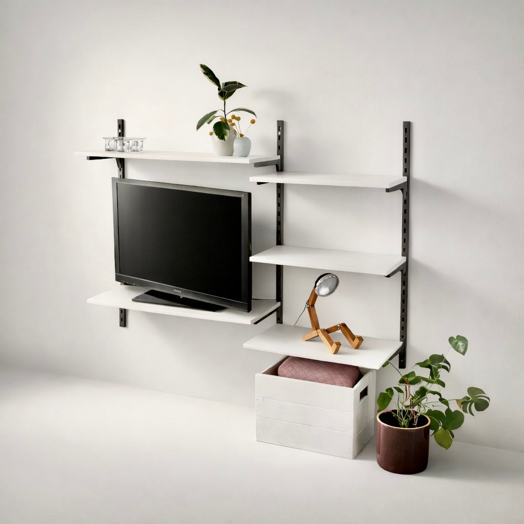 TV-Wand mit Framework-Schienen, Set wie abgebildet