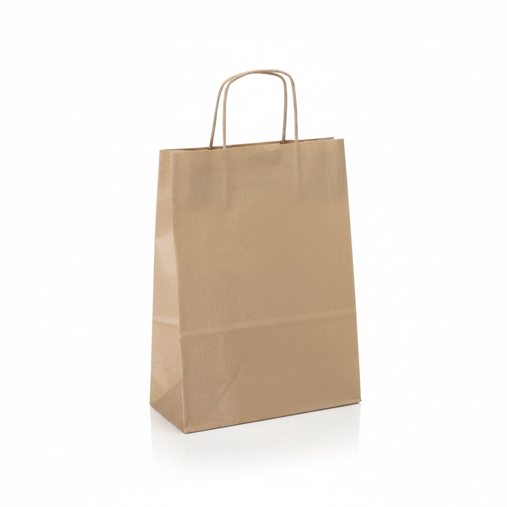 Papiertüte mit gedrehtem Henkel, Natur, Packung mit 50 St., 24 x 11 x H31 cm