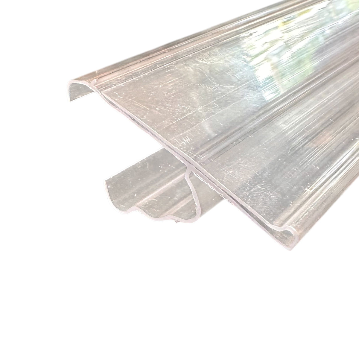 Etikettenleiste mit Regalclip aus klarem Kunststoff – 98,8 cm x H3,9 cm