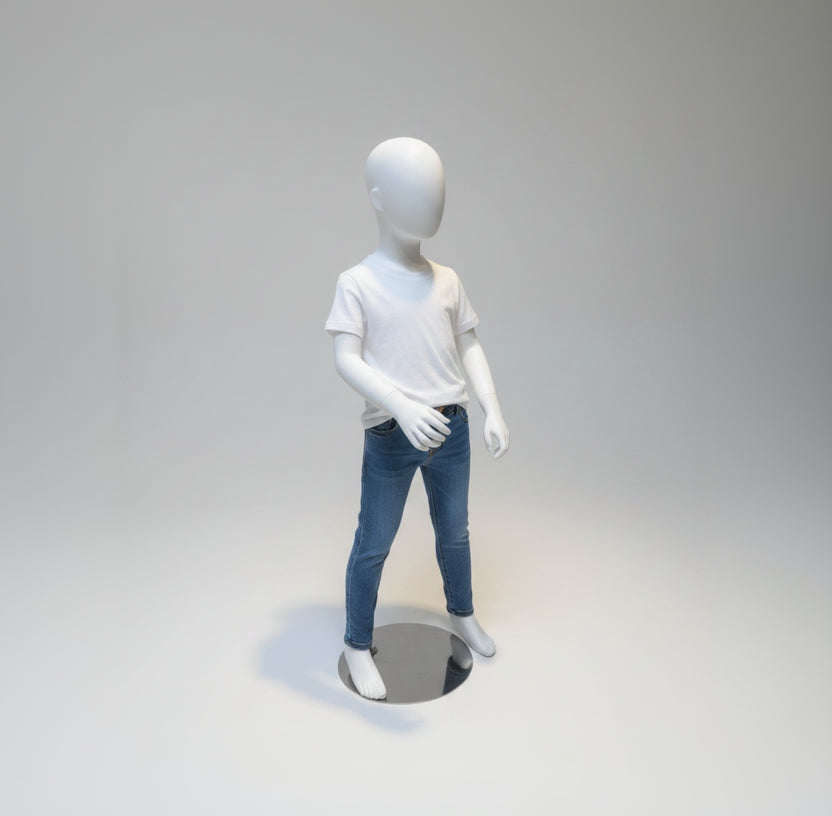Kindermannequin, H108 cm 4–5 Jahre mit Kopf. Weiß