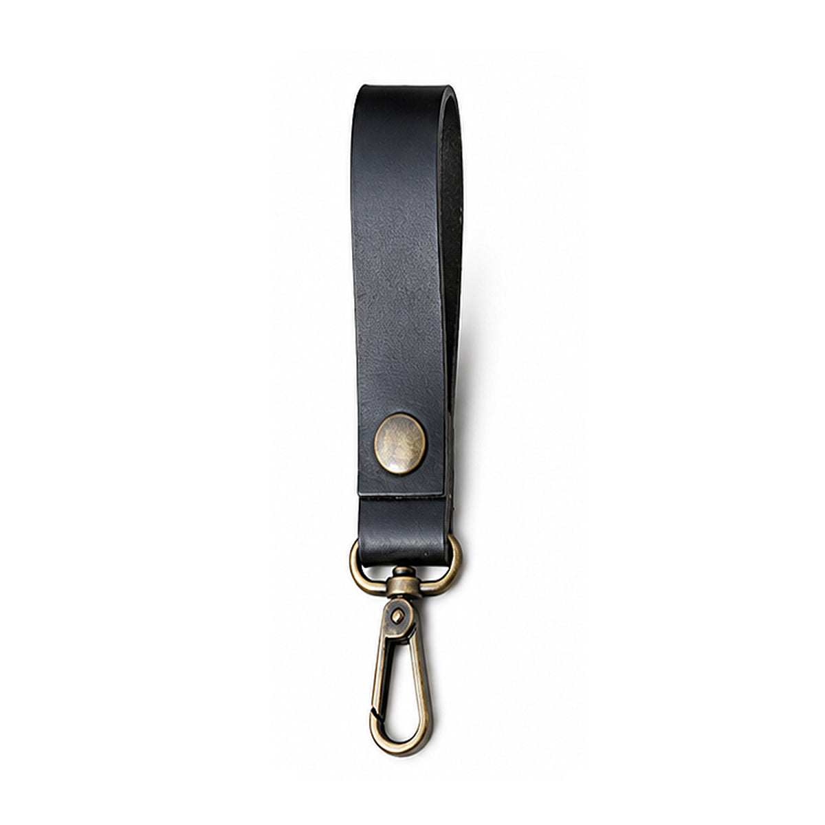 Lederband mit Karabinerhaken - schwarz
