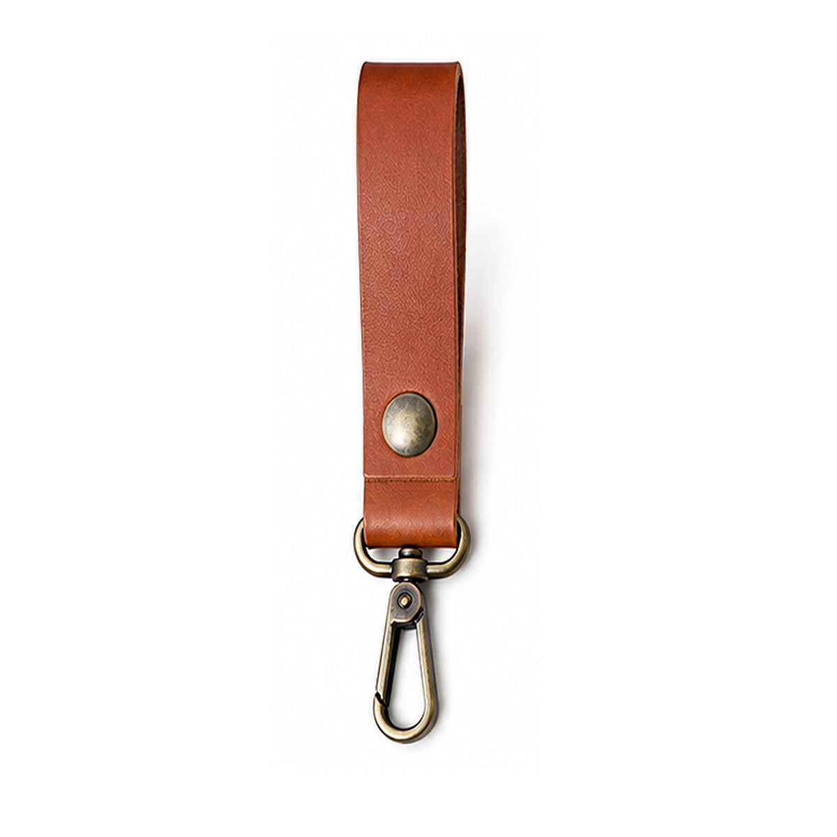 Lederriemen mit Karabinerhaken - Cognac