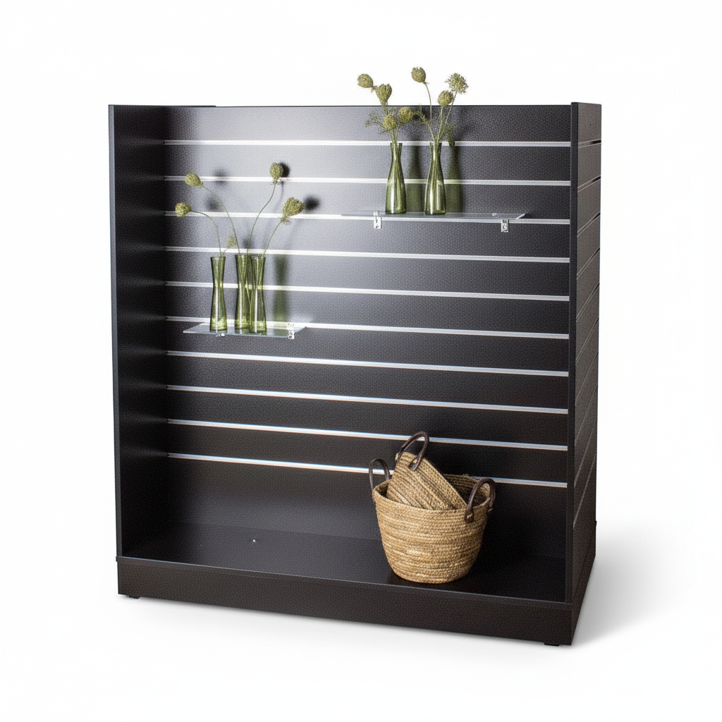 H-Gondel, schwarz, mit 10 cm Nutabstand, 124,6 x 60 x H132 cm inkl. Rad