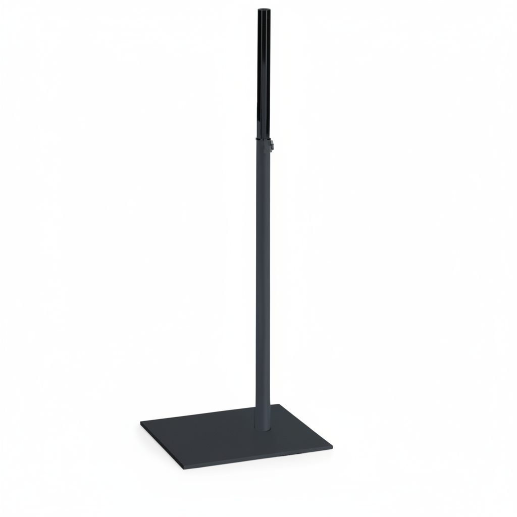 Torso-Basis, teleskopierbar, hoch, schwarz, quadratische Platte, H58-126 cm, Elite-Torso (Serie 5200)
