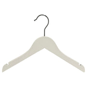 Kleiderbügel aus massivem Holz, flach, Junior, mit Aussparung und ohne Stange, weiß, 32 cm
