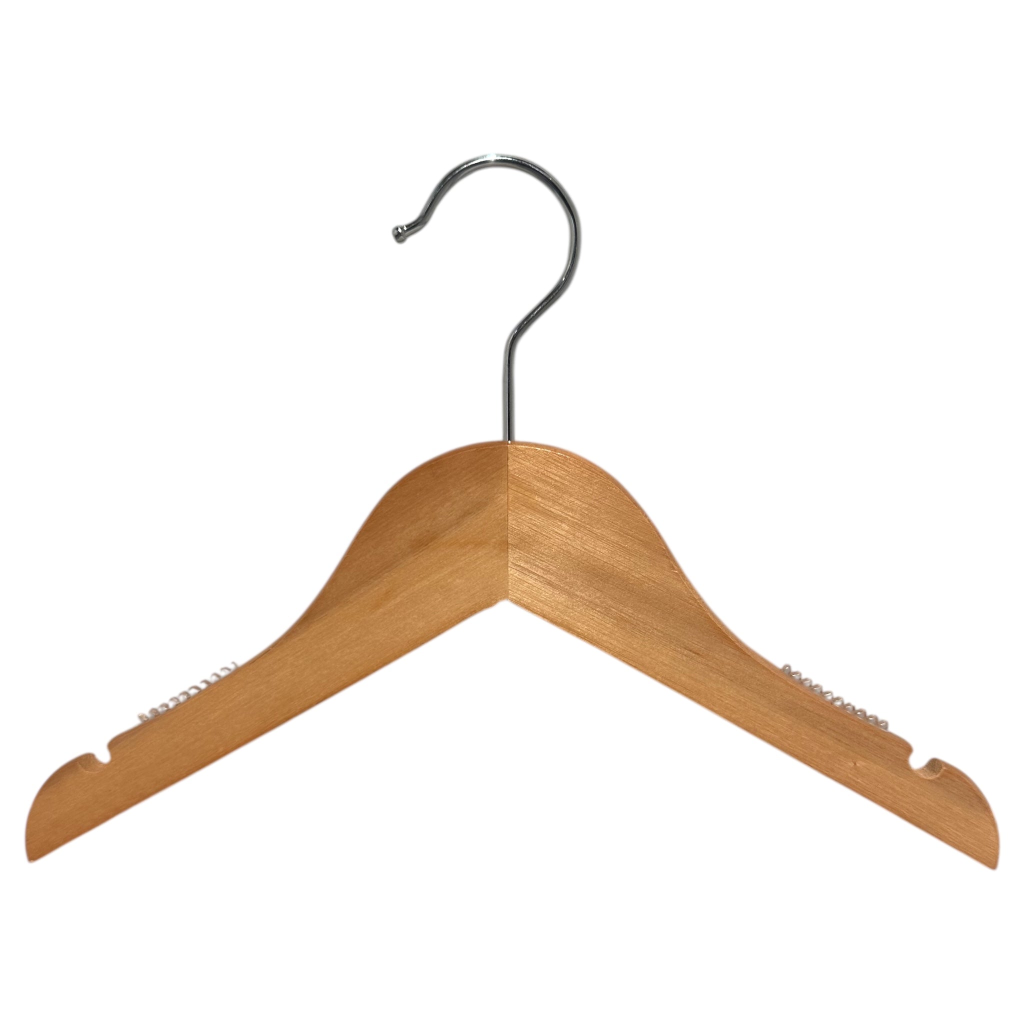 Kleiderbügel aus massivem Holz, flach, Baby, mit Kerbe und ohne Stange, natur, 27 cm