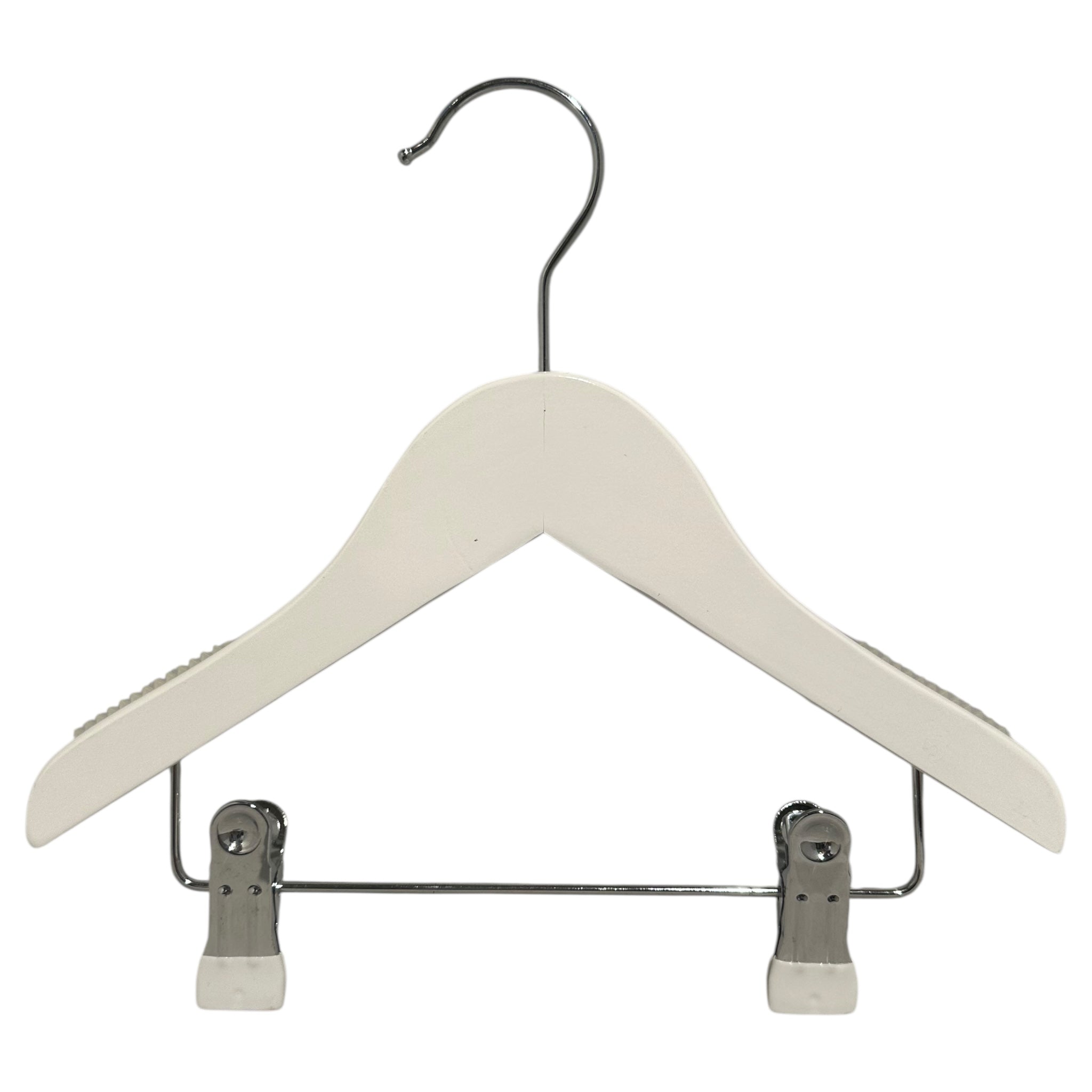 Kleiderbügel, massiv, flach, Baby, mit Klemme, weiß, 27 cm
