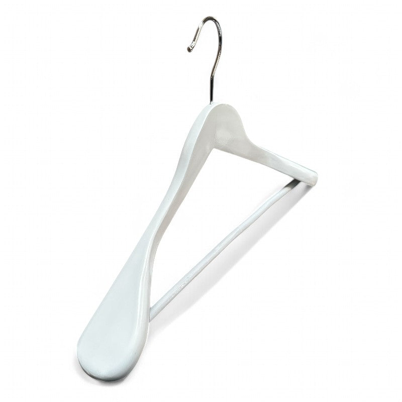 Jackenbügel aus Massivholz mit rutschfester Hosenstange – weiß, 2. Wahl, 45 cm
