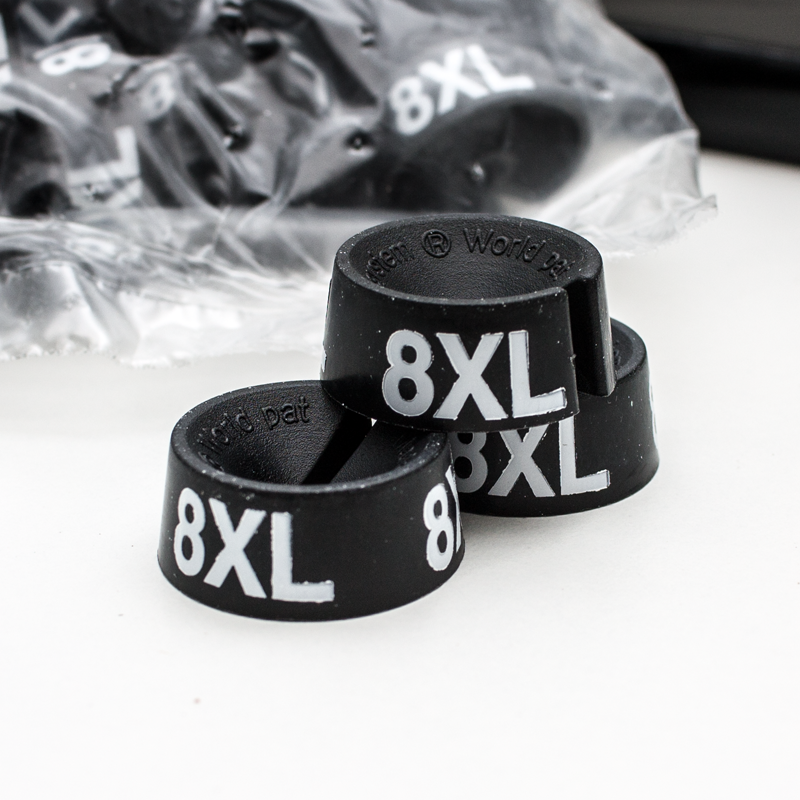 Größenetiketten - Schwarz - 25 Stk. pro Beutel. Größe wählen