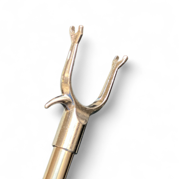 Bügelhalter, verschiebbar, Aluminium, 77–170 cm. Metallgabel und Aufhängehaken.