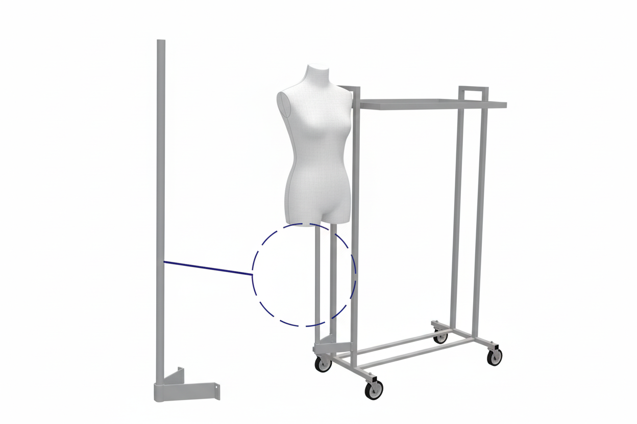 Gelenkstange für L-Straßenständer. Wählen Sie schwarz oder verzinkt