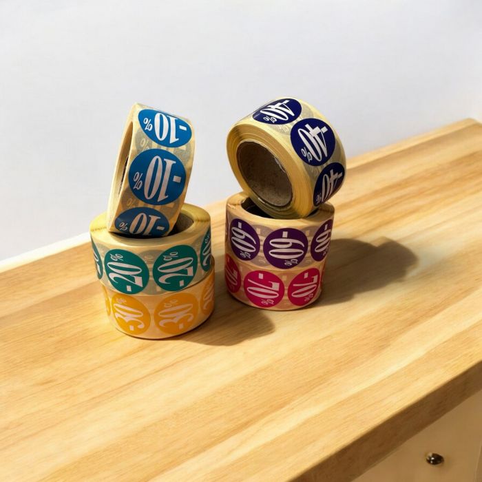 Etiketten mit Prozent - 500 Stk. in Farben. Prozent wählen