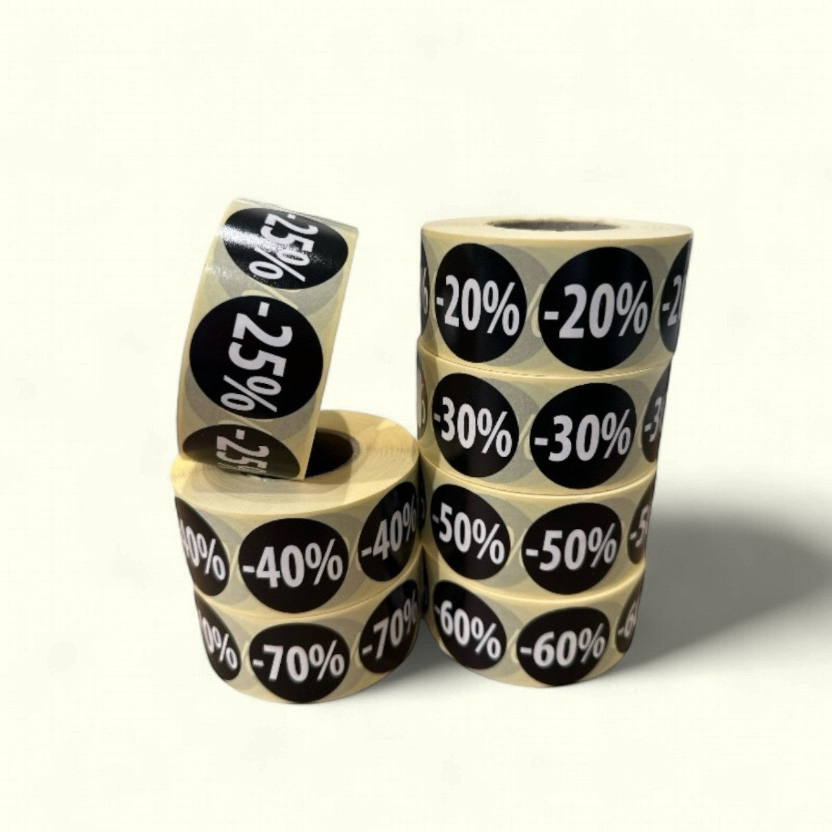 Schwarze Etiketten m/ Prozent - 1.000 Stk. Wählen Sie Prozent
