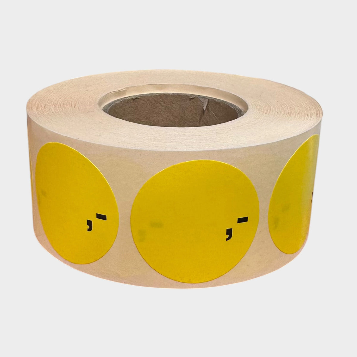 Gelbe Etiketten mit Aufdruck ',-' / 1.000 Stk. pro Rolle.