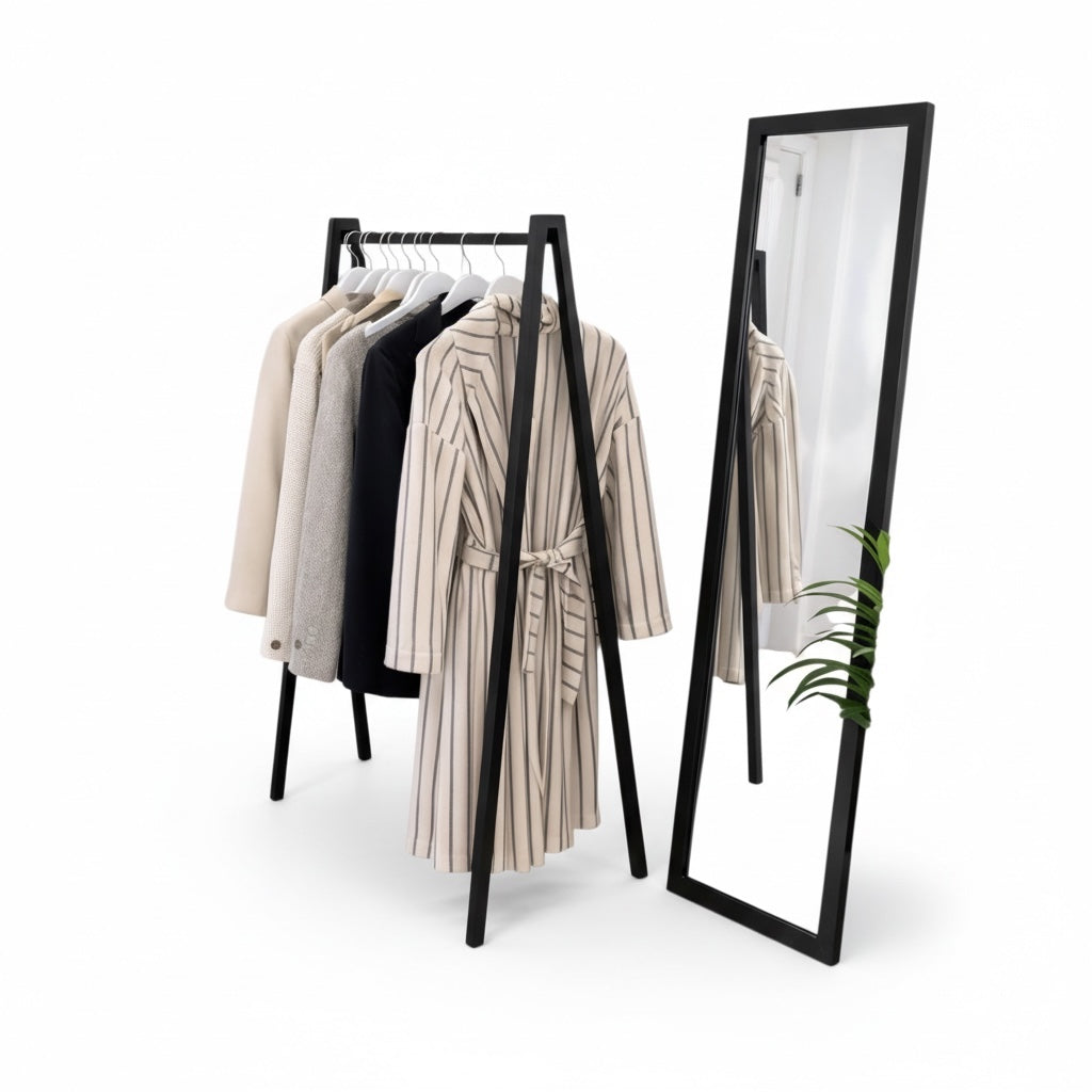 Kleiderständer, V-förmig, schwarz, B100 x T50 x H142 cm