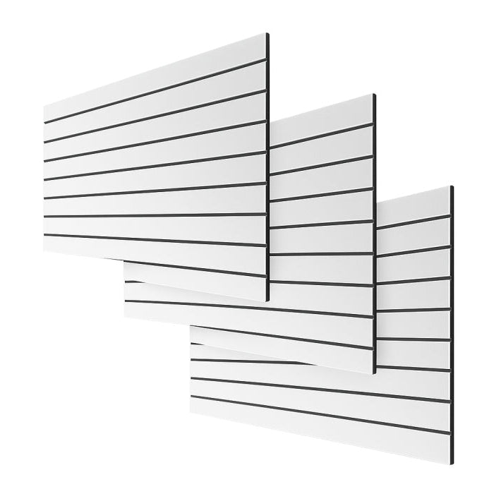 Lamellenwand - 120 x 240 cm. - weiß - 10 cm. (3 Stk. 120 x 80) - Supersæt, leichte Textur. Preis pro Stk.