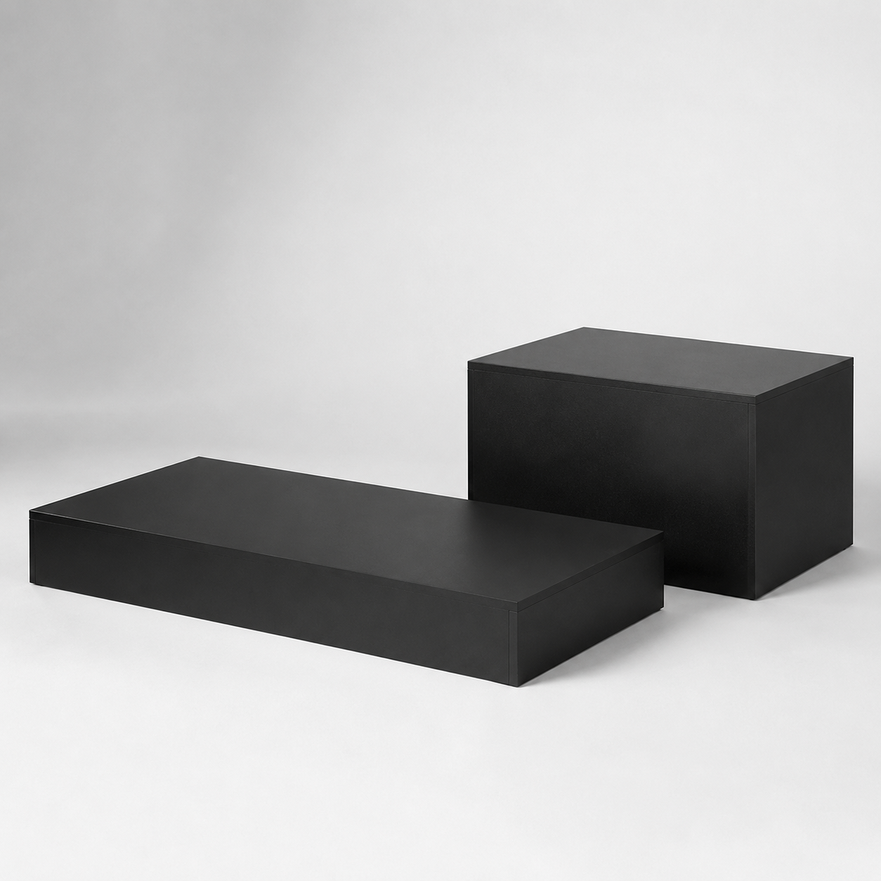 Podie-Set für Schaufensterpuppen, 2er-Set, schwarz. Niedrig
