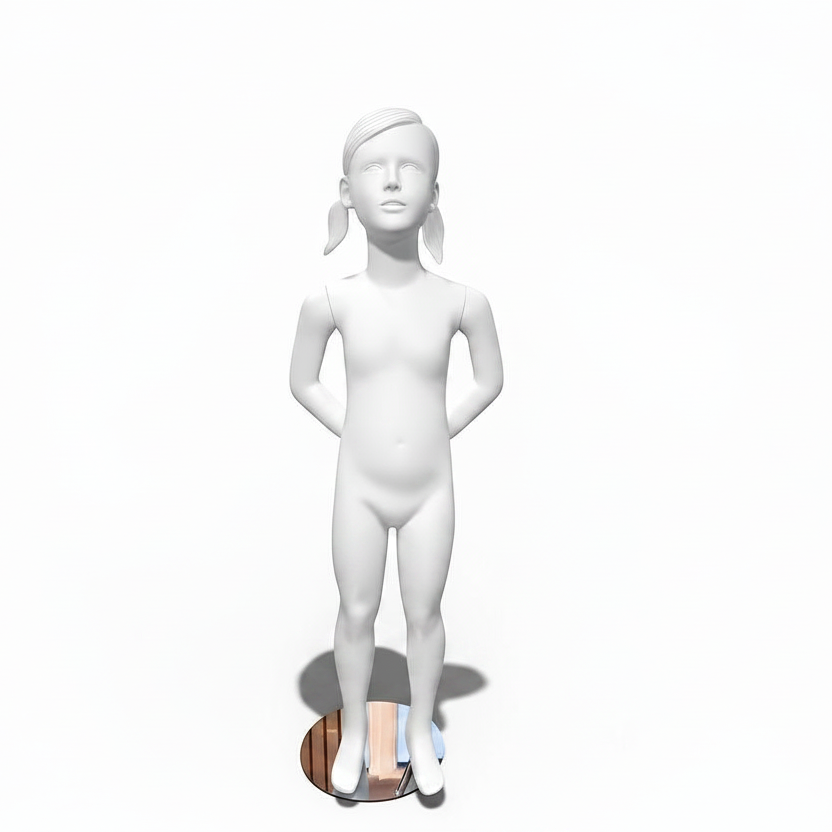Mädchen-Schaufensterpuppe 7–8 Jahre. Skulpturiertes Haar