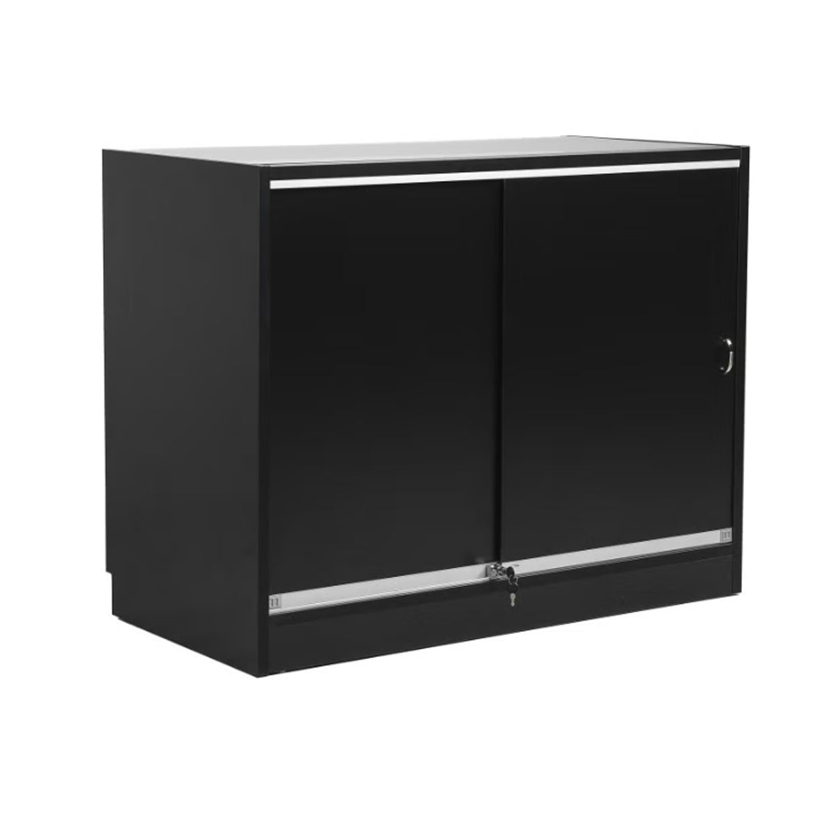 MADS Ladentheke mit 1/3 Glas, breit, schwarz. B 120