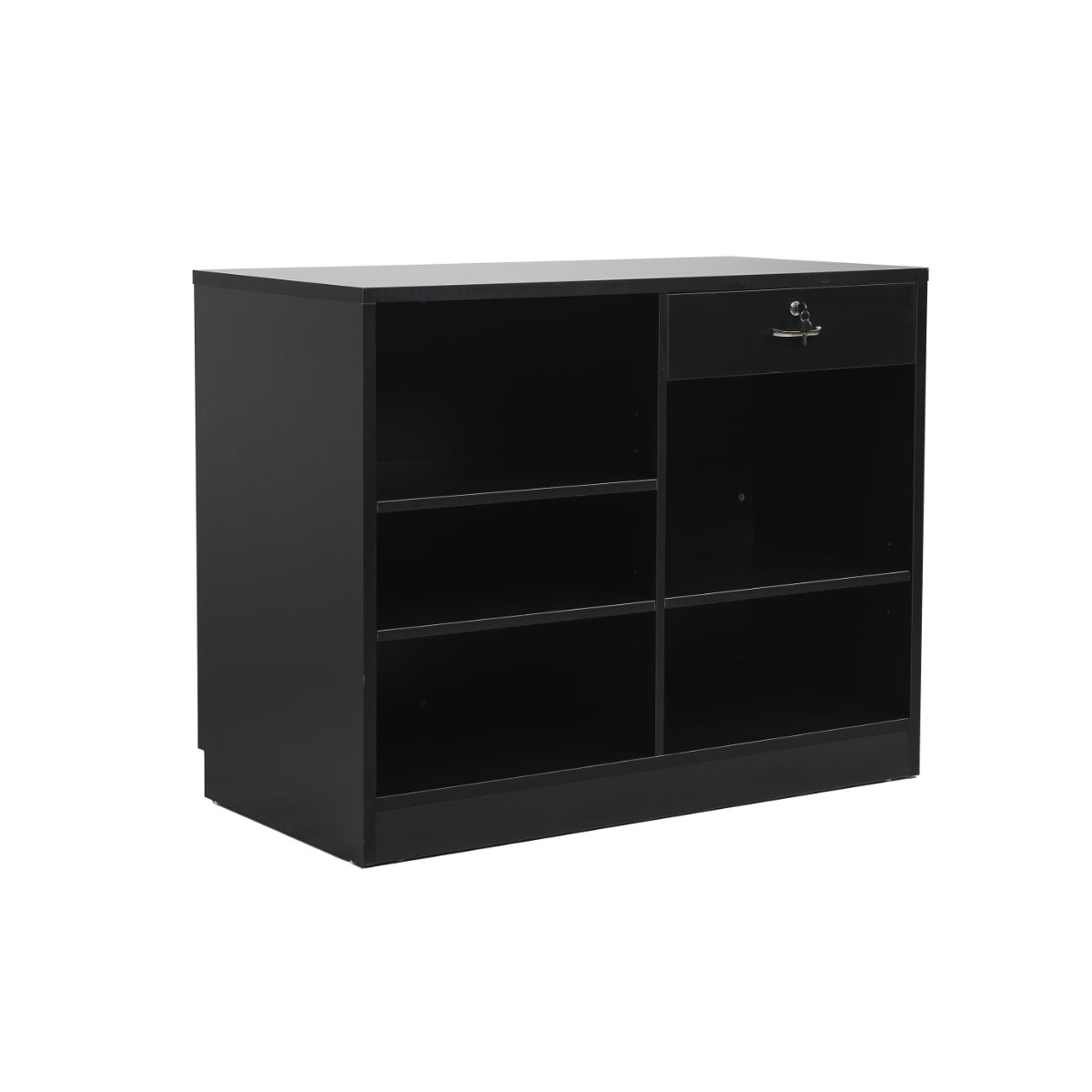 MADS Ladentheke breit, schwarz. B 120 - Lamellenwand Front