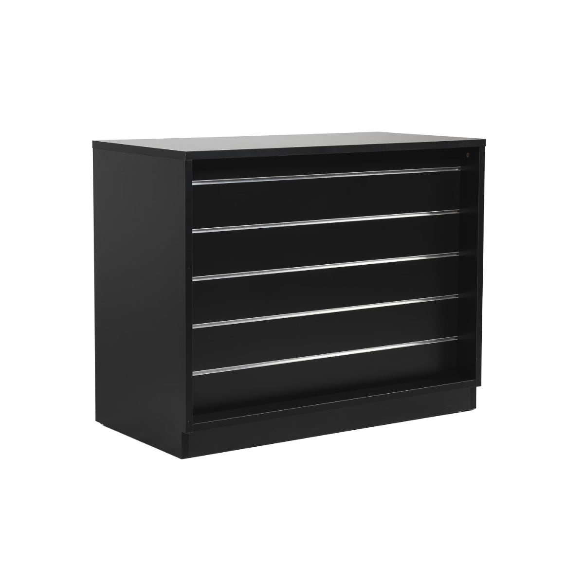 MADS Ladentheke breit, schwarz. B 120 - Lamellenwand Front