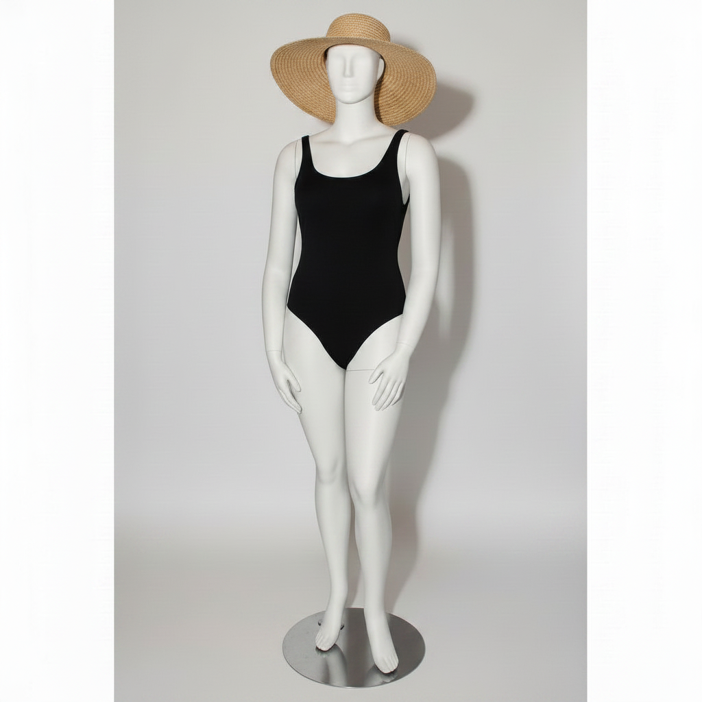 XL-Damen-Schaufensterpuppe mit Kopf. Gebogen.