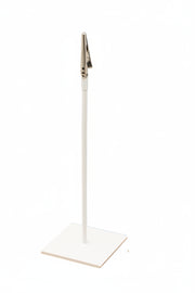 Hvid skilteholder med krokodillenæb, 20 cm