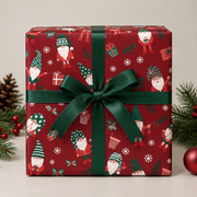 Geschenkpapier, Weihnachtswichtel, rot 70 cm x 50 mtr