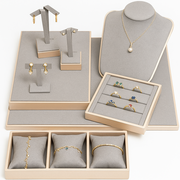 Schmuckdisplay in Grau. Set mit 7 Einheiten.