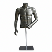Herren-Torso-Tischmodell. Hochglänzendes Grau mit Rillen.