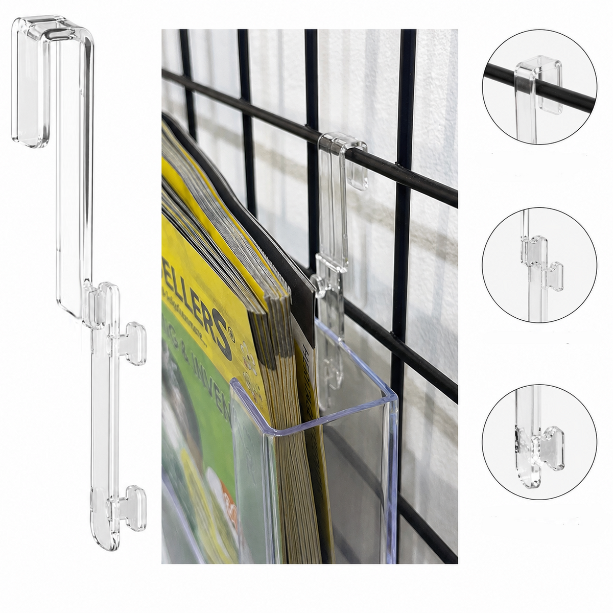 Aufhängebeschläge für Prospekthalter, für Gitter, Acryl
