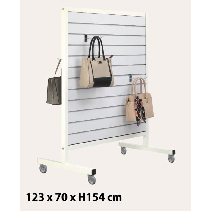 Gondel auf Metallgestell in Weiß mit Lamellenwand Weiß/Alu-Leisten