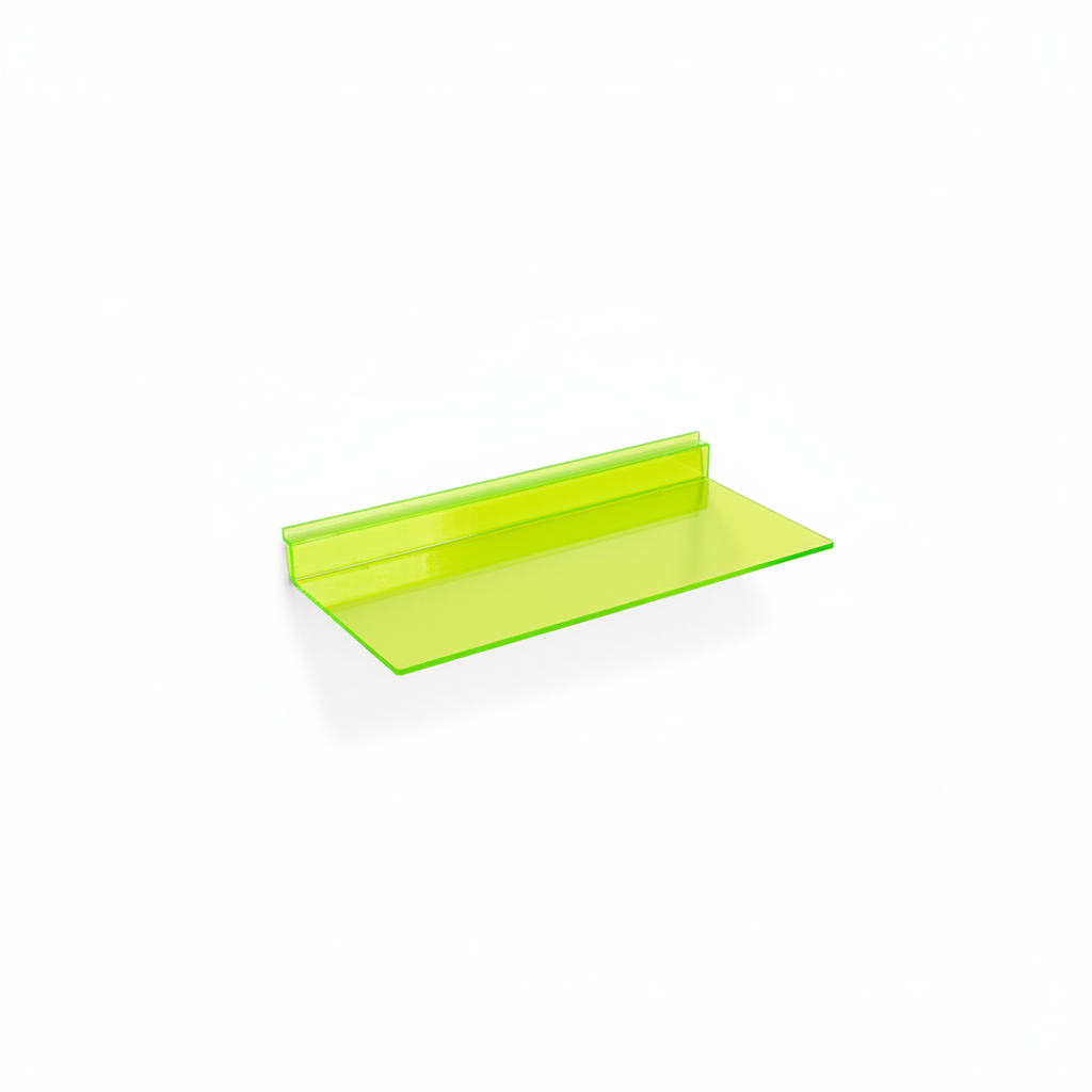 Schuhregal neongrün/ geriffelte Platte.