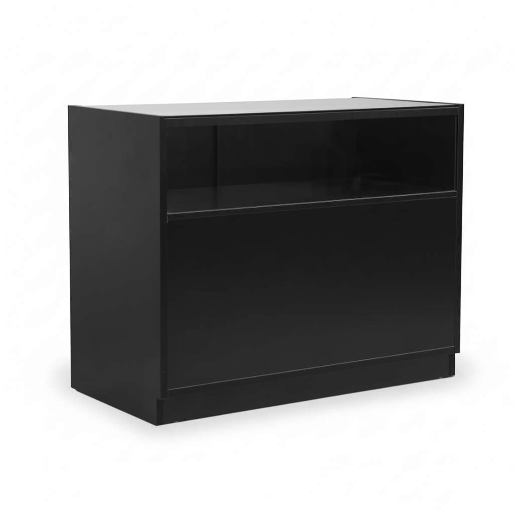 MADS Ladentheke mit 1/3 Glas, breit, schwarz. B 120