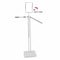 Joystick-Stativ, 1 gerade und 1 schräger Arm in Chrom, höhenverstellbar, mit Stellfuß, weißes Stativ, 80 x 39 cm, H125-195 cm