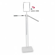 Joystick-Stativ, 1 gerade und 1 schräger Arm in Chrom, höhenverstellbar, mit Stellfuß, weißes Stativ, 80 x 39 cm, H125-195 cm