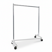 Z-Stativ, gebogen/weiße Basis, 155 x 54 x H173 cm, 100 mm Räder aus hartem Kunststoff
