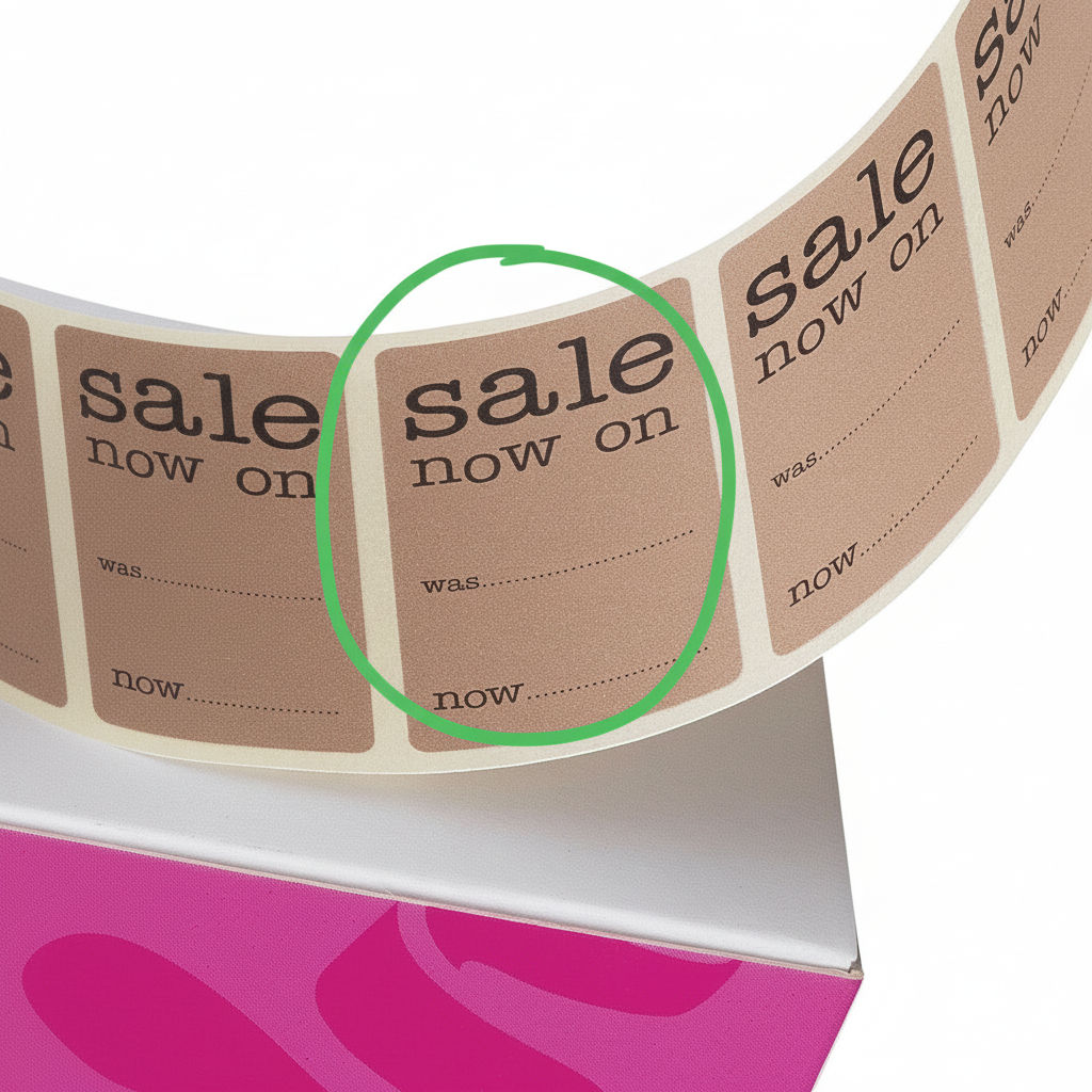 Etiketten, jetzt im Angebot, 2,5 x H4,4 cm, Rolle mit 500 Stück.